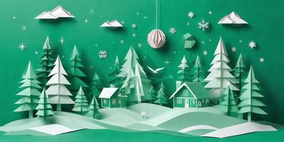 The primary subject of the image is a snowy scene featuring a house, trees, and a bird. The setting is a winter landscape with snow-covered trees and a house with a chimney. The visual style is a combination of digital art and illustration, creating a realistic and detailed representation of the winter scene. The colors and mood are predominantly white and cold, with the snowy landscape and the bird adding a touch of warmth and life to the scene.